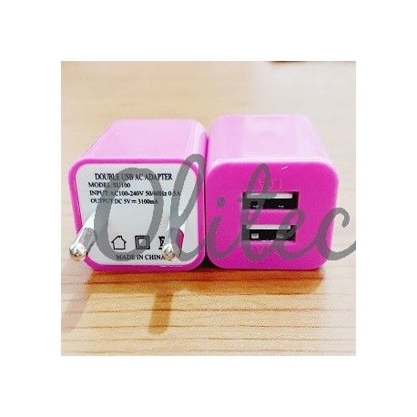Kepala Adaptor 2Port Colour 1amp dan 2amp